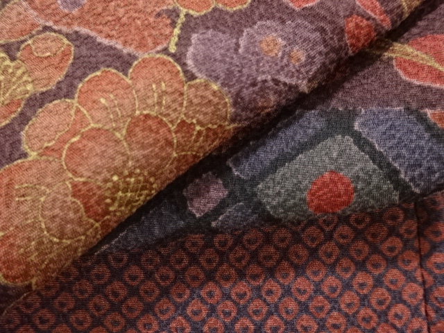  ヱ霞に花模様付け下げ小紋着物